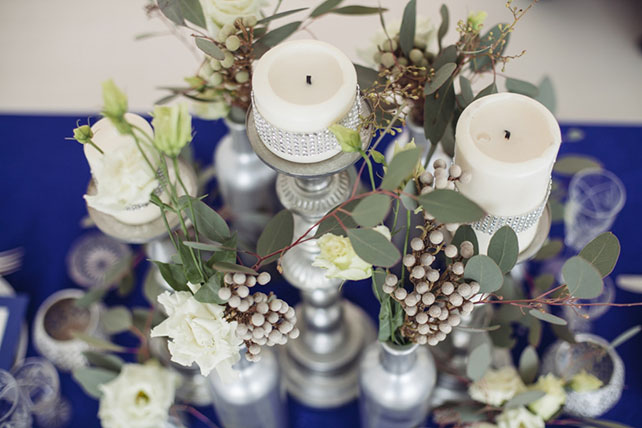 свадьба индиго с серебром, декор студии