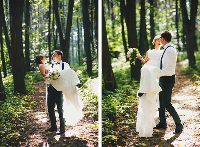 Ирландская свадьбы Инны и Анатолия, фотосессия жениха и невесты в лесу