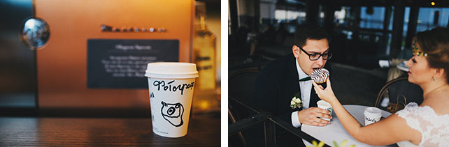 Ирландская свадьба Инны и Анатолия, фотосессия жениха и невесты в кофейне