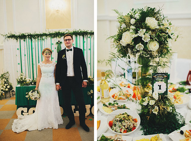 Ирландская свадьба Инны и Анатолия, молодожены, декор столов