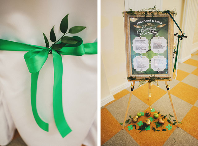 Ирландская свадьбы Инны и Анатолия, декор стульев, план рассадки гостей