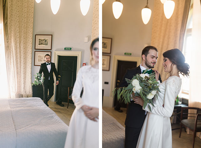 С любовью к семейным традициям, изумрудная свадьба Анны и Антона, первая встреча жениха и невесты в день свадьбы