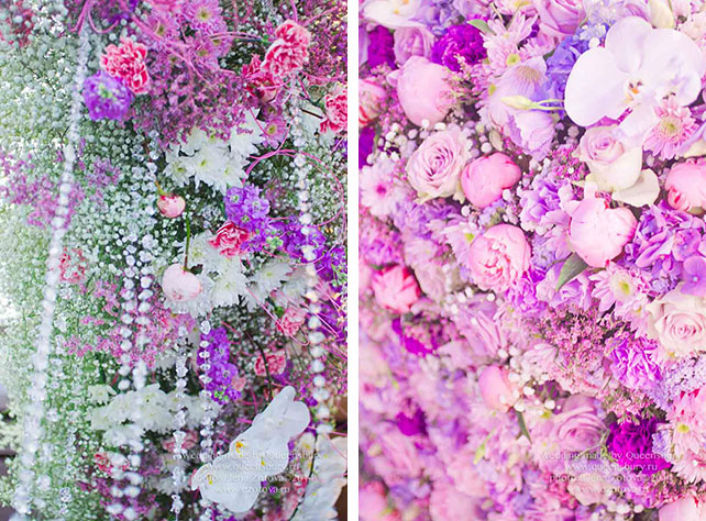 живые цветы в декор свадьбы, Юлия и Дмитрий: шикарная классическая свадьба с венчанием