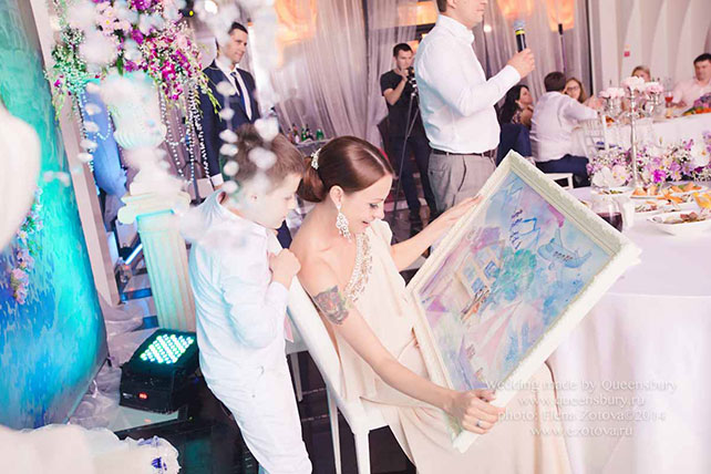подарок жениха на свадьбе, Юлия и Дмитрий: шикарная классическая свадьба с венчанием
