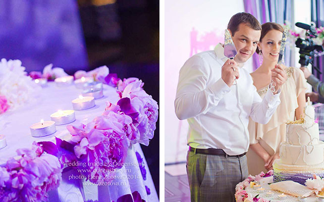 жених и невеста разрезают свадебный торт, Юлия и Дмитрий: шикарная классическая свадьба с венчанием