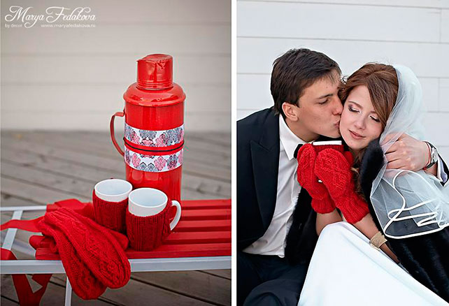 контрастная зимняя свадьба