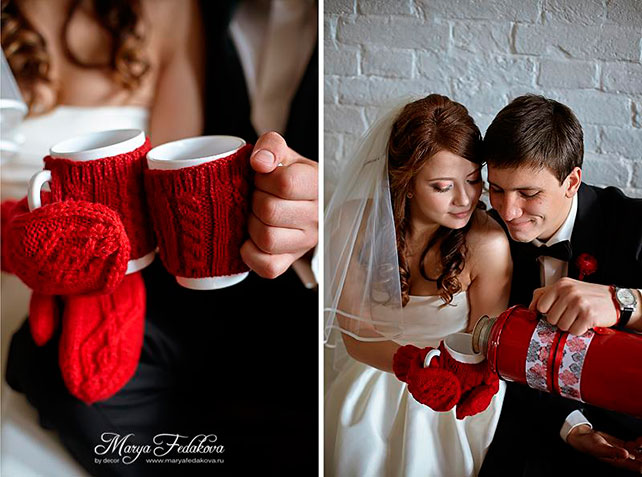 контрастная зимняя свадьба