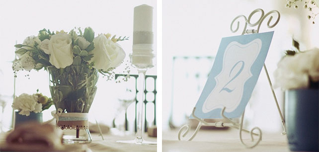 Кружевная свадьба Лели и Димы, цветочные композиции, номер стола