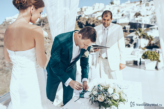 церемония бракосочетания на Санторини