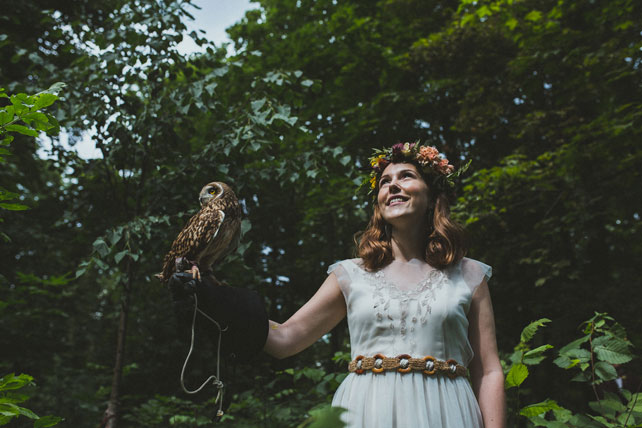 Лесная свадьба, невеста с совой