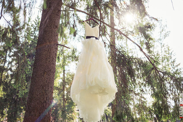 лесная свадьба в стиле бохо, свадебное платье Vera Wang