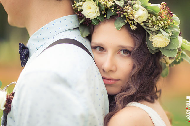 лесная свадьба в стиле бохо, жених и невеста