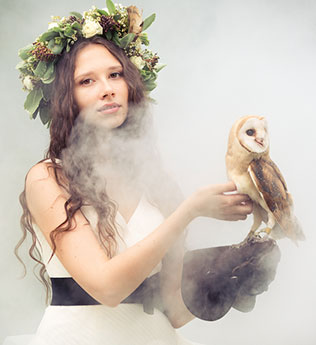 лесная свадьба в стиле бохо, фотосессия с совами