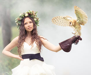 лесная свадьба в стиле бохо, фотосессия с совами