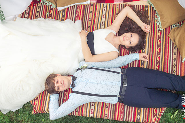 лесная свадьба в стиле бохо, жених и невеста