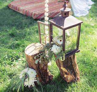 лесная свадьба в стиле бохо, декор церемонии