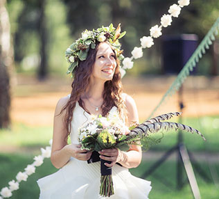 лесная свадьба в стиле бохо, церемония