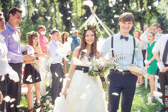 лесная свадьба в стиле бохо, церемония