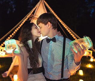 лесная свадьба в стиле бохо, ночная фотосессия