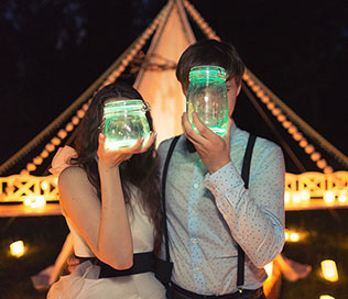 лесная свадьба в стиле бохо, ночная фотосессия