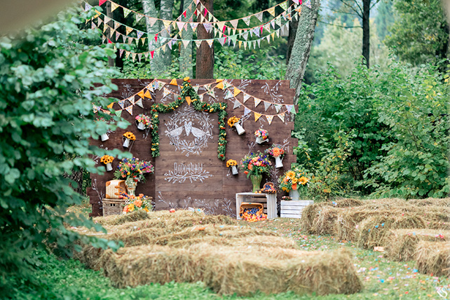 летняя свадьба в стиле рустик, место церемонии