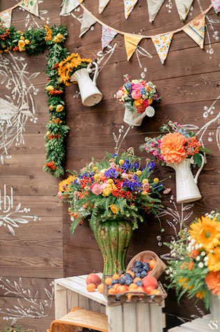 летняя свадьба в стиле рустик, декор места церемонии