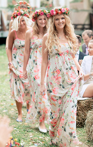 летняя свадьба в стиле рустик, подружки невесты