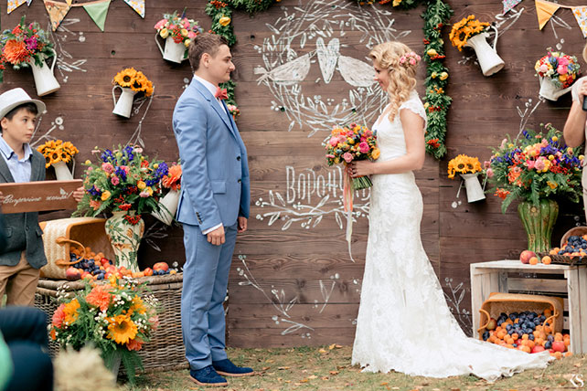 летняя свадьба в стиле рустик, церемония