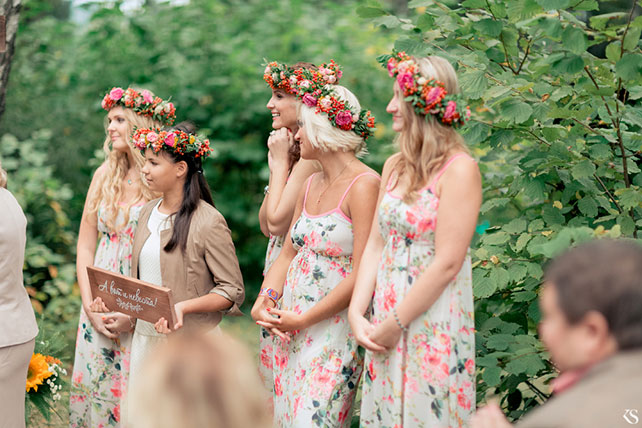 летняя свадьба в стиле рустик, церемония