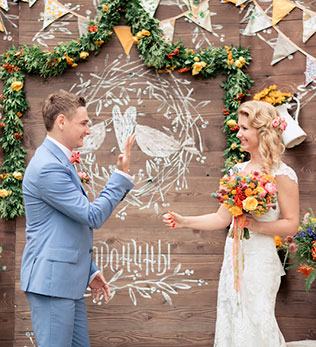 летняя свадьба в стиле рустик, церемония