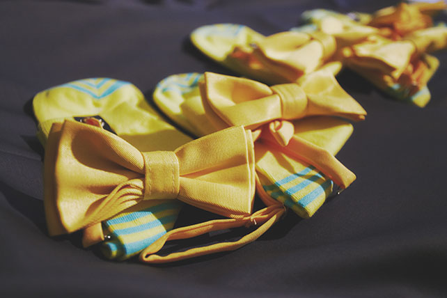 лимонно-жёлтая свадьба, желтые бабочки и носки друзей жениха