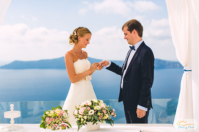 Лучезарная свадьба на Санторини, церемония