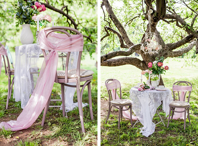декор стула тканью, Максим и Дарья: нежная свадьба в розовом цвете