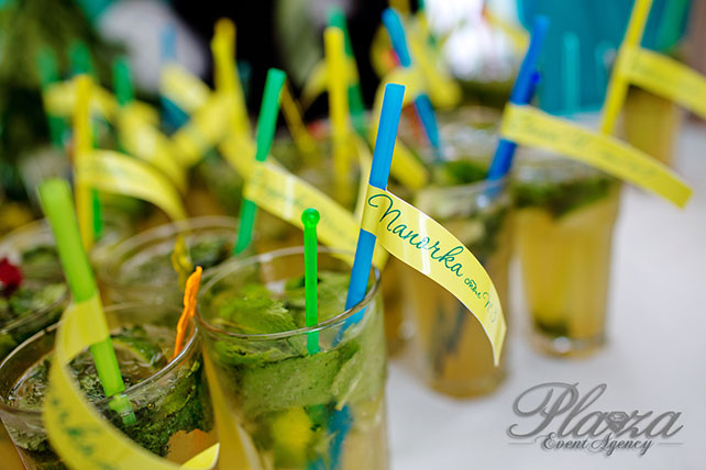 велком-дринки и план рассадки на свадьбе, Свадьба Антона и Кристины: ментоловая свежесть