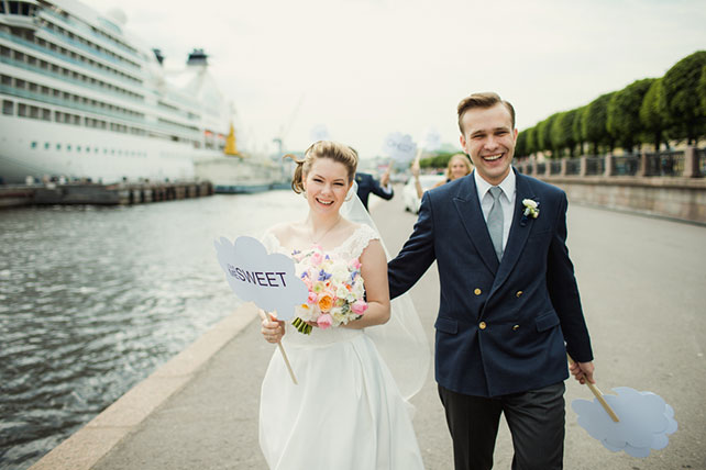 морская свадьба, жених и невеста