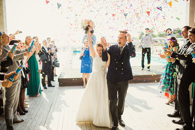 морская свадьба, встреча молодоженов