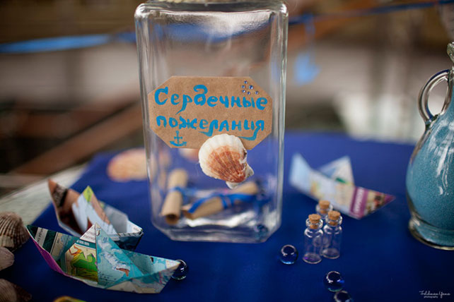 морская свадьба, стол для пожеланий гостей в морском стиле