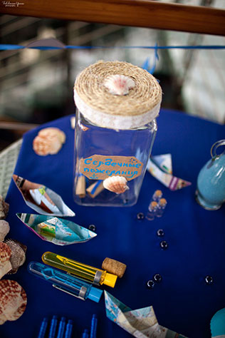 морская свадьба, стол для пожеланий гостей в морском стиле