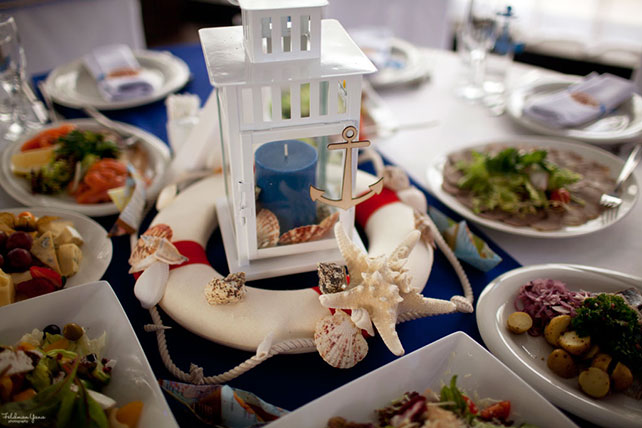 морская свадьба, декор стола в морском стиле