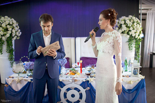 морская свадьба, жених и невеста