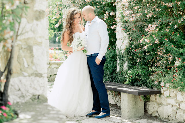 морская свадьба в Ницце, жених и невеста