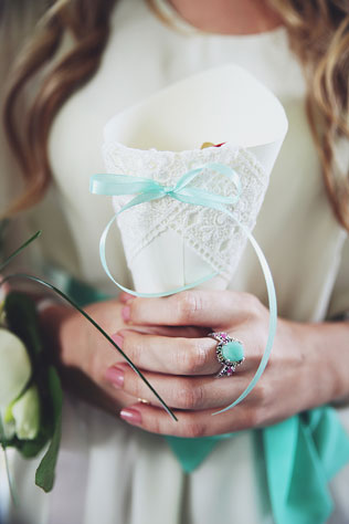 мятная свадьба, кулек для лепестков