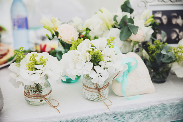 мятная свадьба, оформление стола