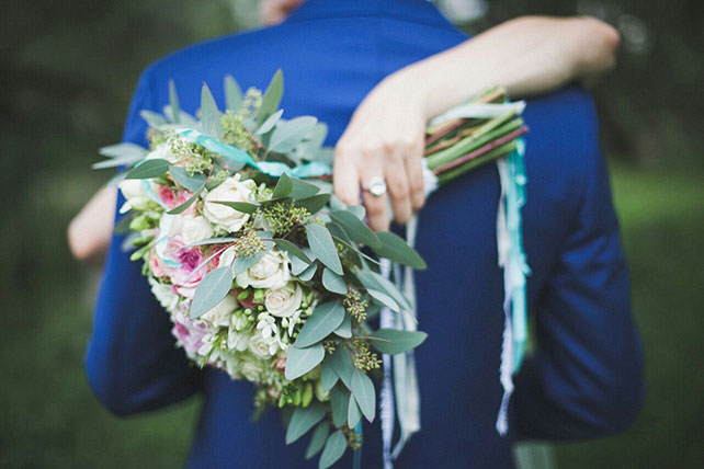 Очаровательная мятно-розовая свадьба Игоря и Анны, букет невесты