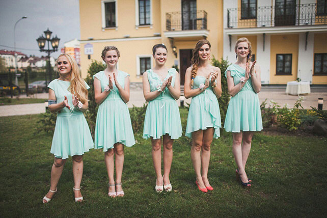 Очаровательная мятно-розовая свадьба Игоря и Анны, подружки невесты