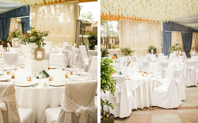 Очаровательная мятно-розовая свадьба Игоря и Анны, декор банкетного зала