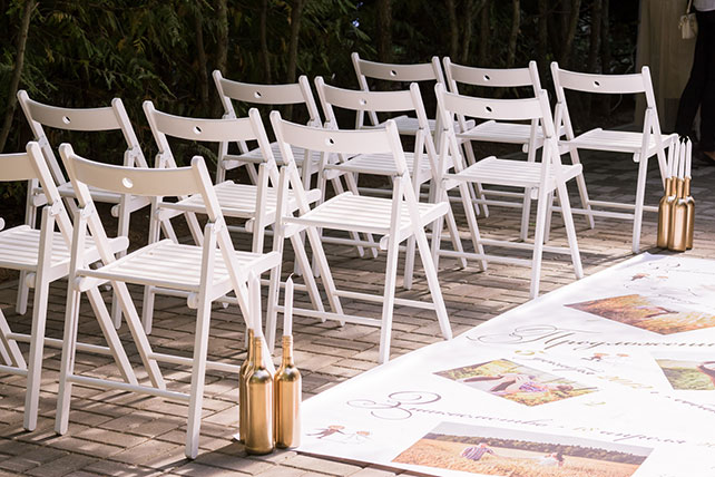 мятно-золотая свадьба, декор церемонии