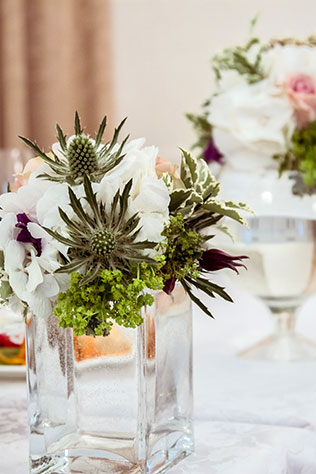 мятно-золотая свадьба, цветочные композиции