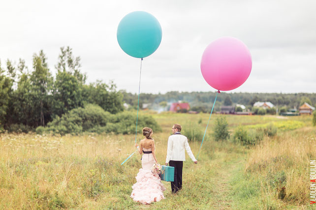 небесная свадьба с воздушными шарами, фотосессия с воздушными шарами