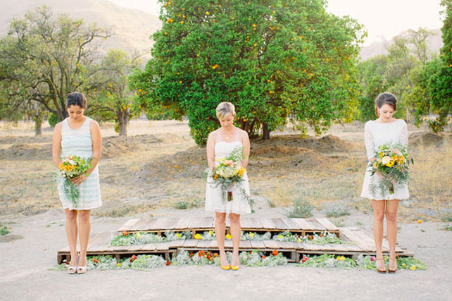 нежная свадьба в стиле рустик, подружки невесты